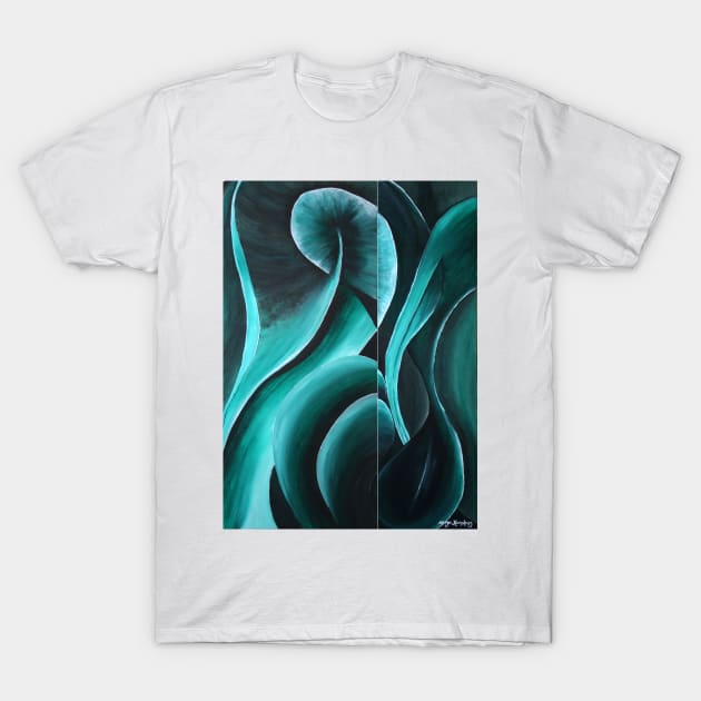 Greenswirls diptych part a & b T-Shirt by Margo Humphries Art